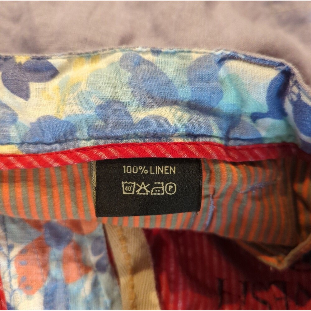 Ganesh Linen Shorts Mens 38 Purple Pockets Utility Summer Beach Resort - Picture 6 of 7